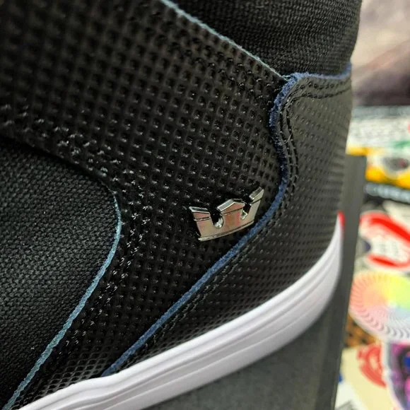 SUPRA VAIDER BLACK, WHITE & RED TUF SKATE SHOES NEW WITH BOX - Picture 8 of 10